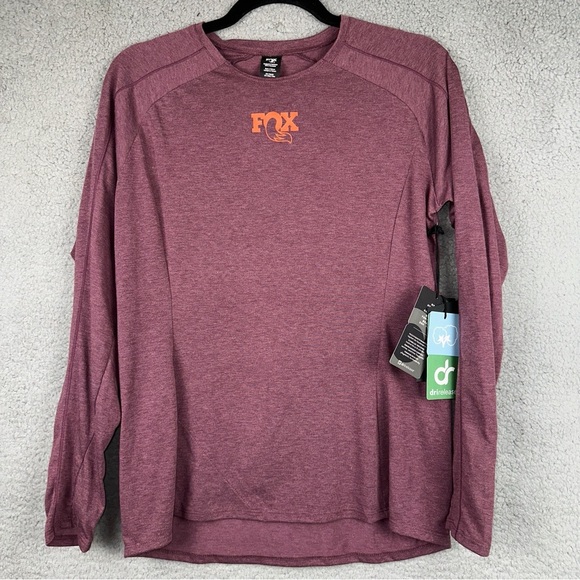 RideFox Top Womens Medium Mauve Long Sleeve Front Back Logo T-Shirt NEW - Picture 1 of 9